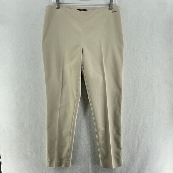 Tahari Pants Women's Sz 8 Ivory Cream Mid-Rise Slim Tapered Flat Front Stretch - Picture 1 of 11
